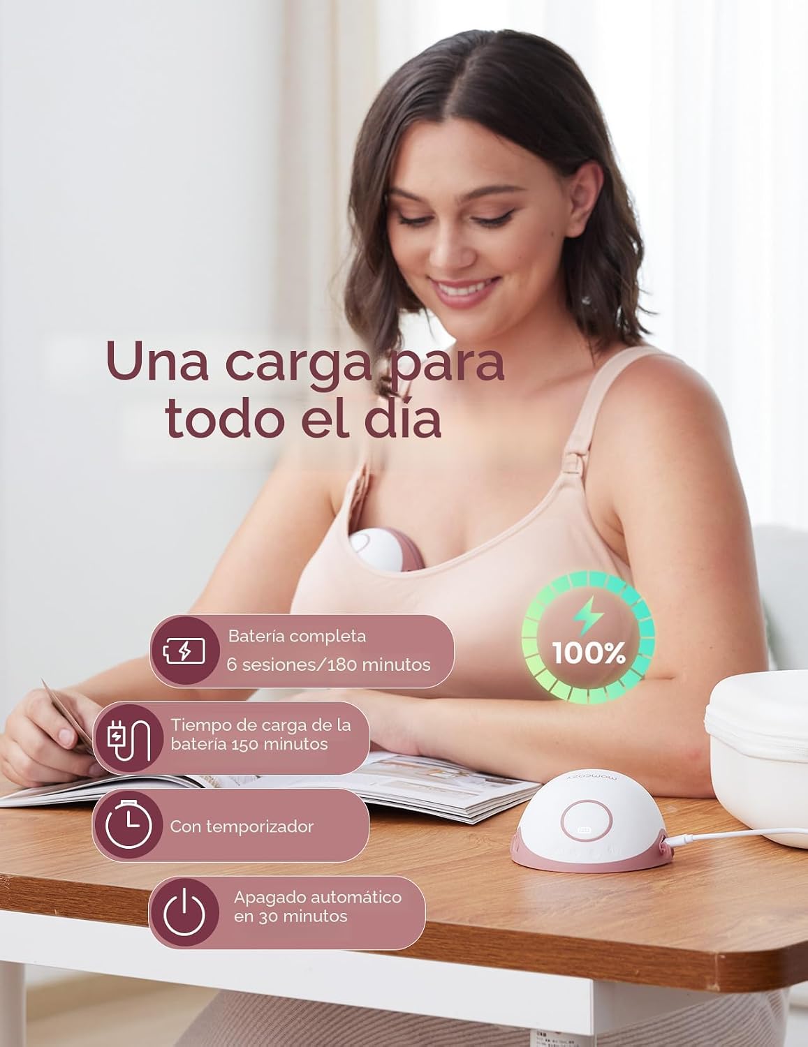 Momcozy Extractor de leche manos libres estilo móvil usable M6 0.94...