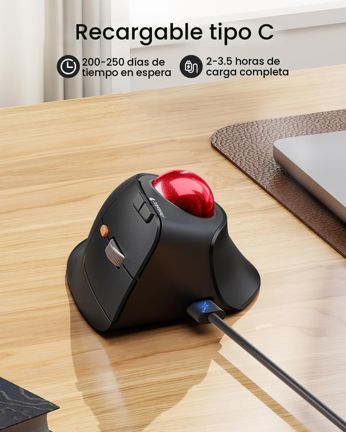 ProtoArc Ratón Trackball Inalámbrico Vertical, EM05 NL Ratón Ergonó...