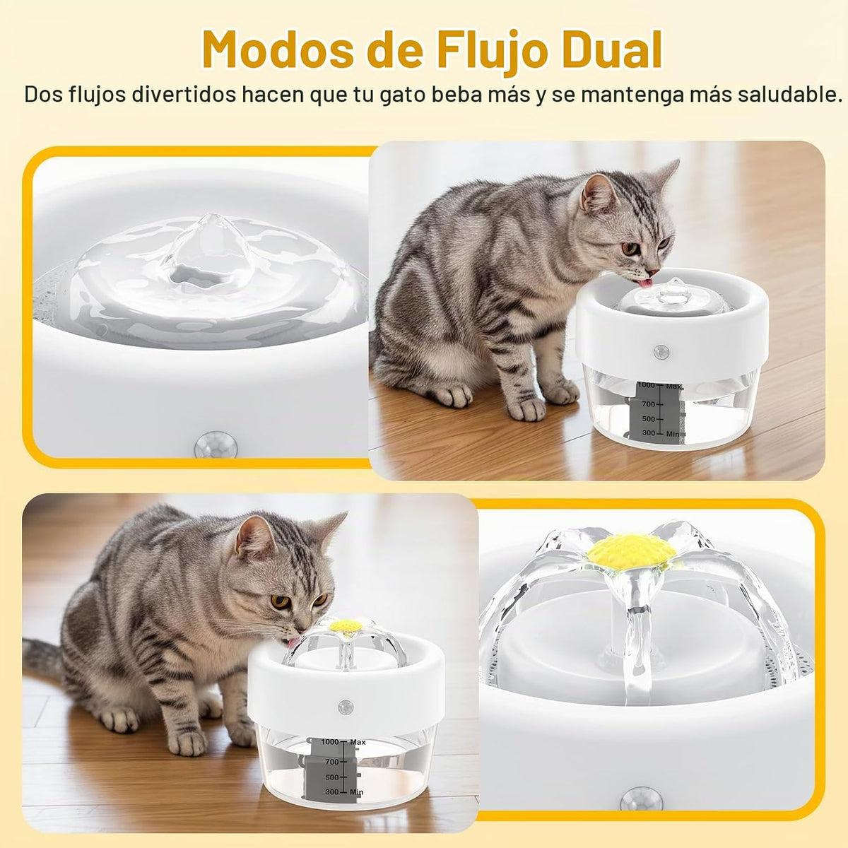 Fuente de agua para gatos, fuente de agua inalámbrica para gatos de...