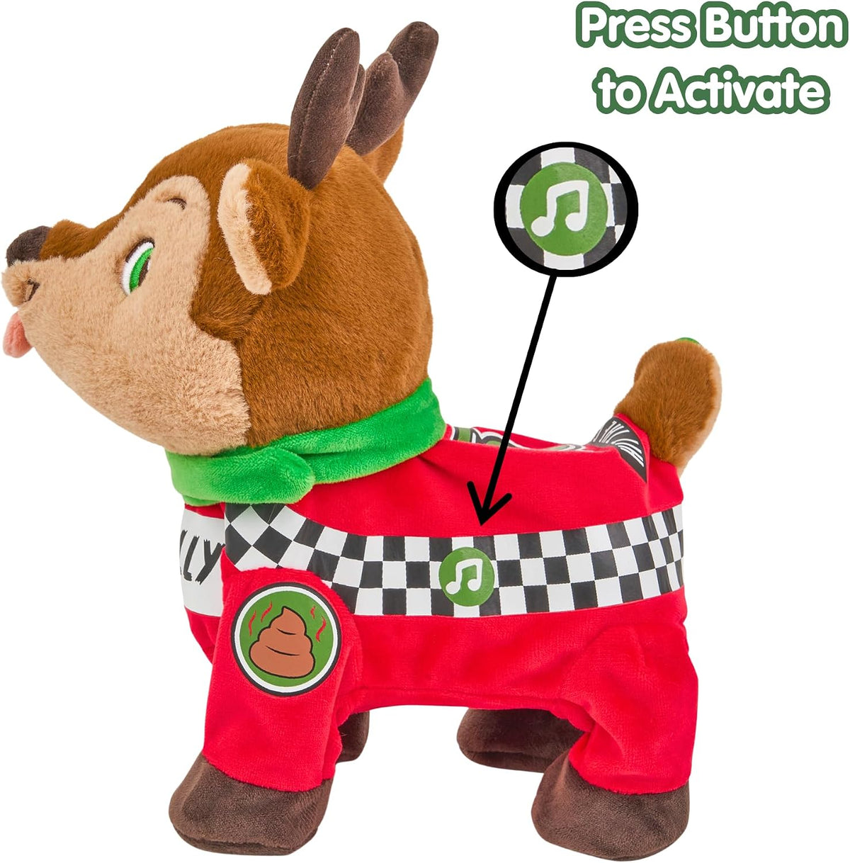 Cuddle Barn Tooty Turbo - Juguete de peluche navideño de renos pedo...
