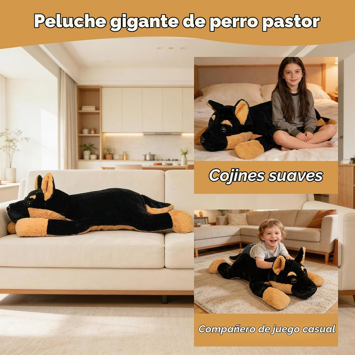 ZBLX Peluche de perro pastor alemán gigante, animal de peluche gran...