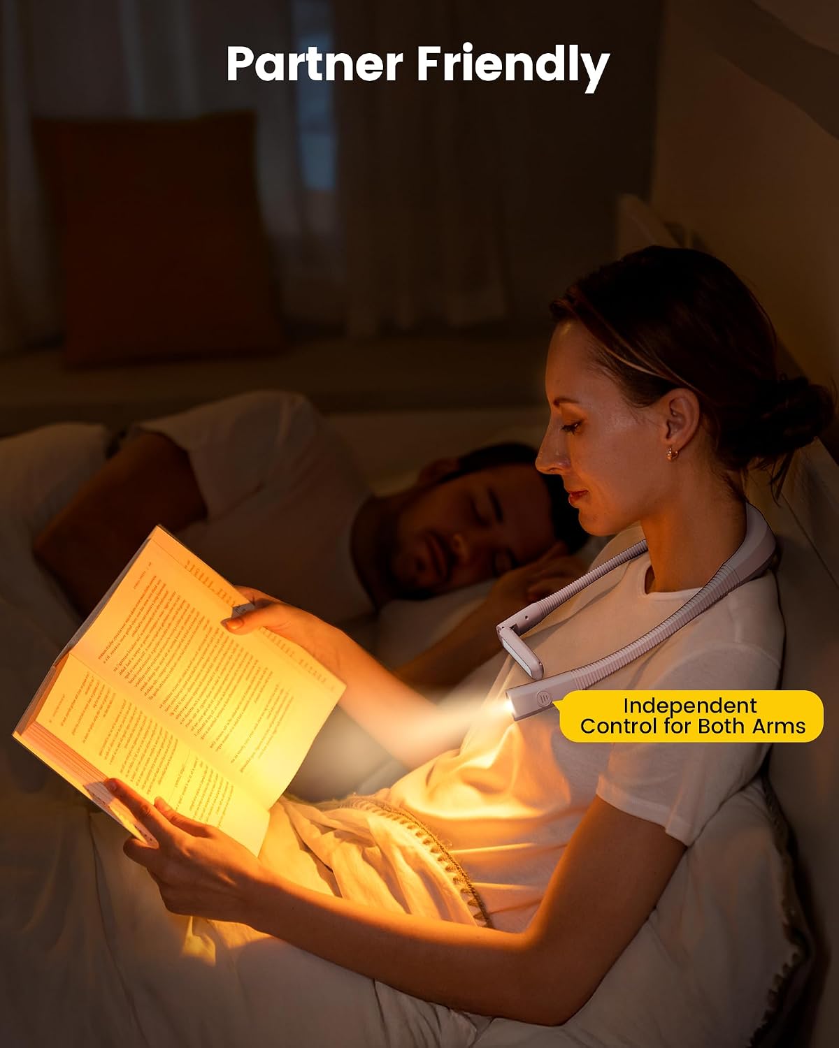 Glocusent Paquete de luces de lectura 2 en 1: luz de libro con clip...