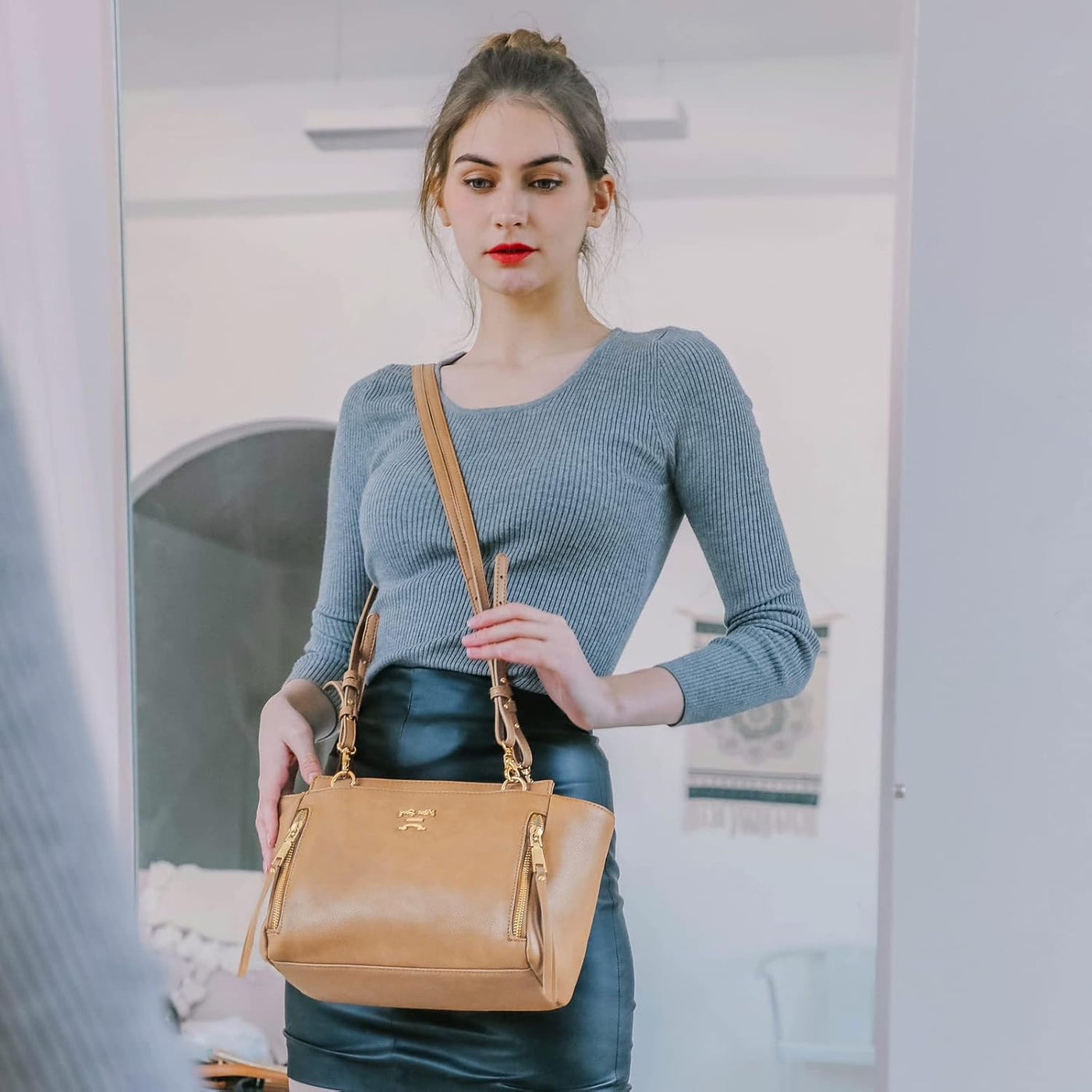 miss fong Bolsa de pañales pequeña de cuero para pañales, bolsas de...