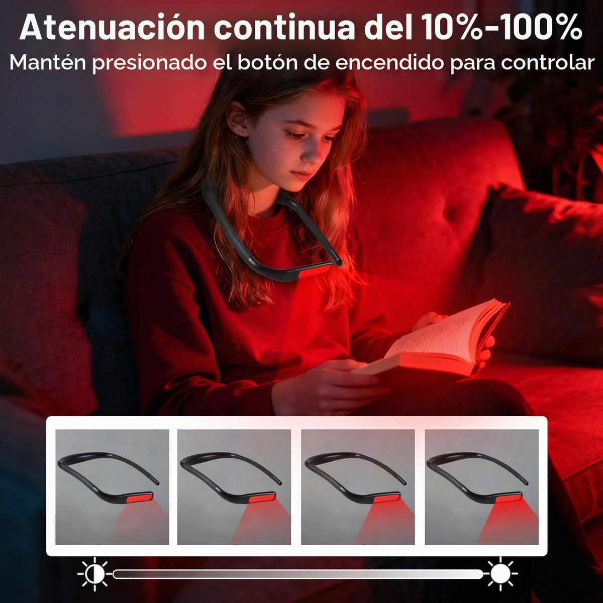 Finezeal Luz de lectura de cuello rojo de 630 nm, luz azul cero, re...