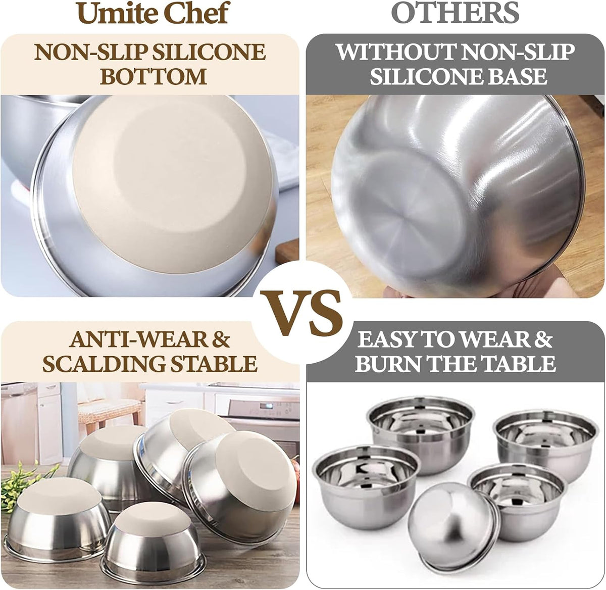 Umite Chef, juego de 8 cuencos para mezclar con tapas herméticas, c...