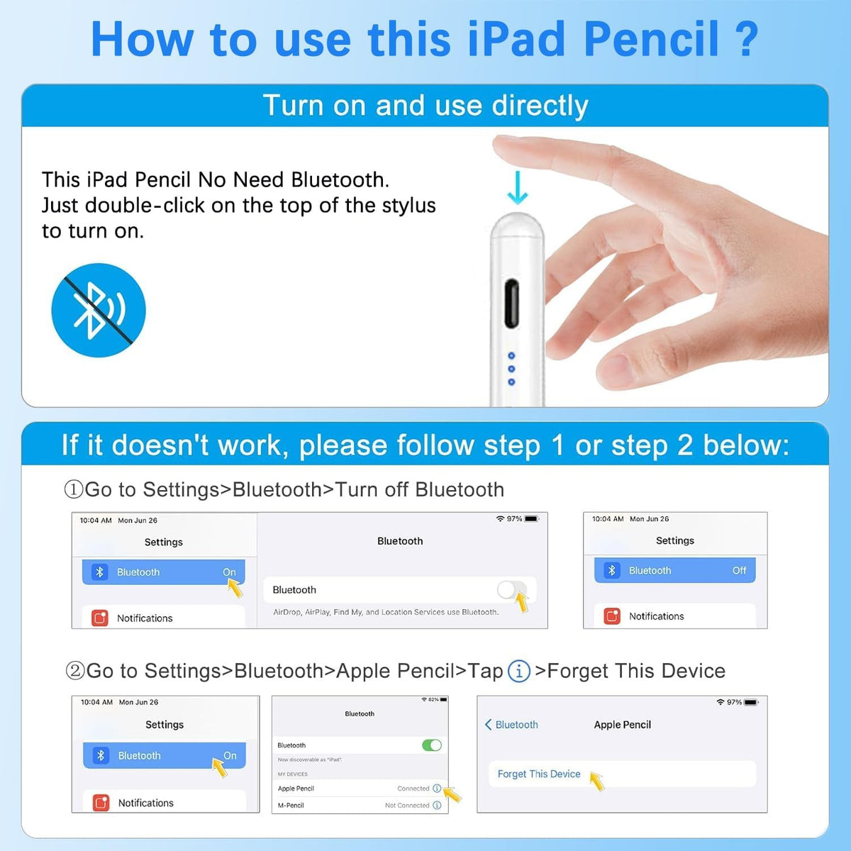 Lápiz óptico para Apple iPad A16\/11th 2026-2018 iPad Pencil A16\/1...
