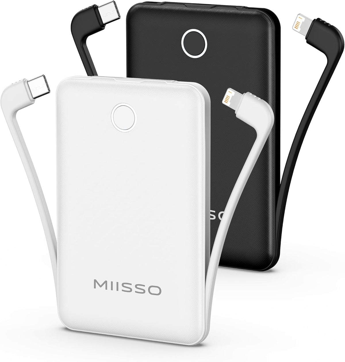Mini cargador portátil de 10000 mAh con cable integrado, paquete de...