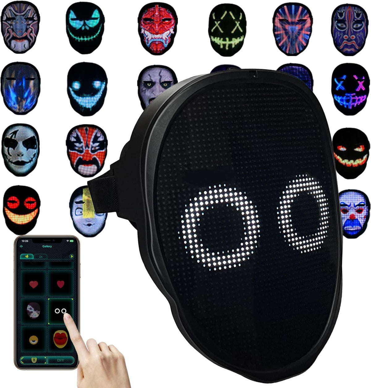 Depointer Life Máscara LED con control de aplicación recargable com...