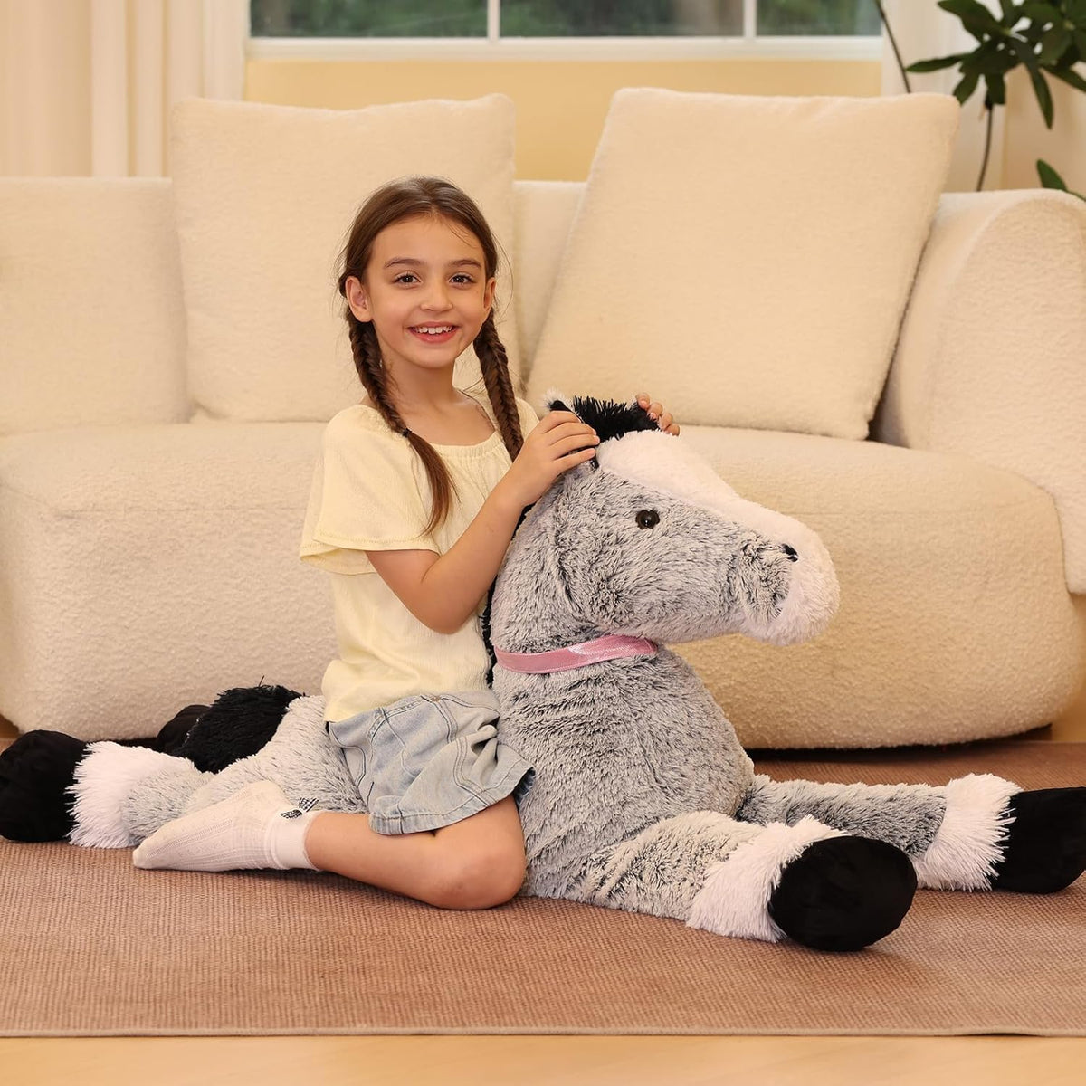 Tezituor Almohadón de cuerpo de pony de peluche gigante de 47 pulga...