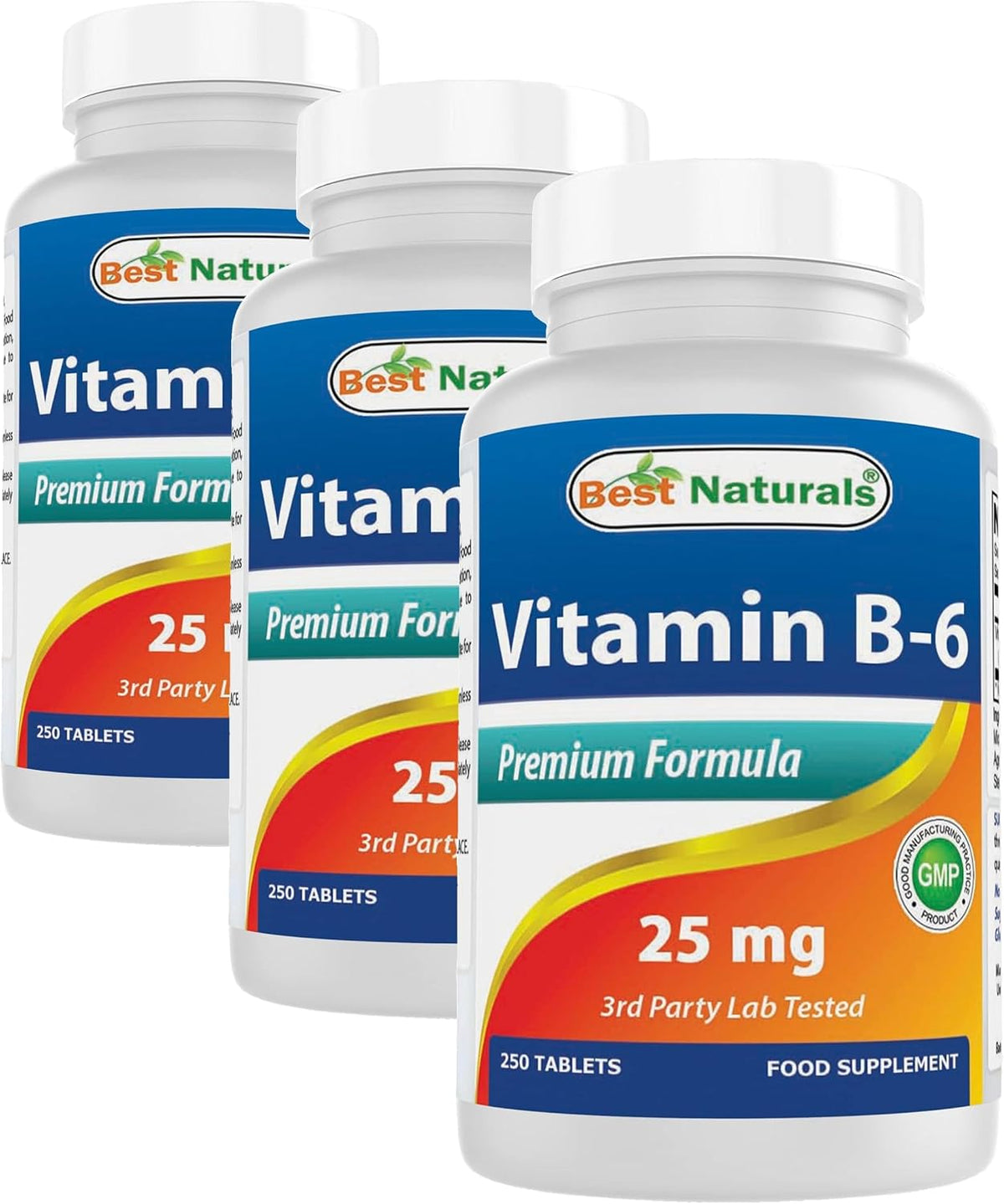 Best Naturals Vitamina B-6 25 mg comprimidos, 250 unidades (paquete...