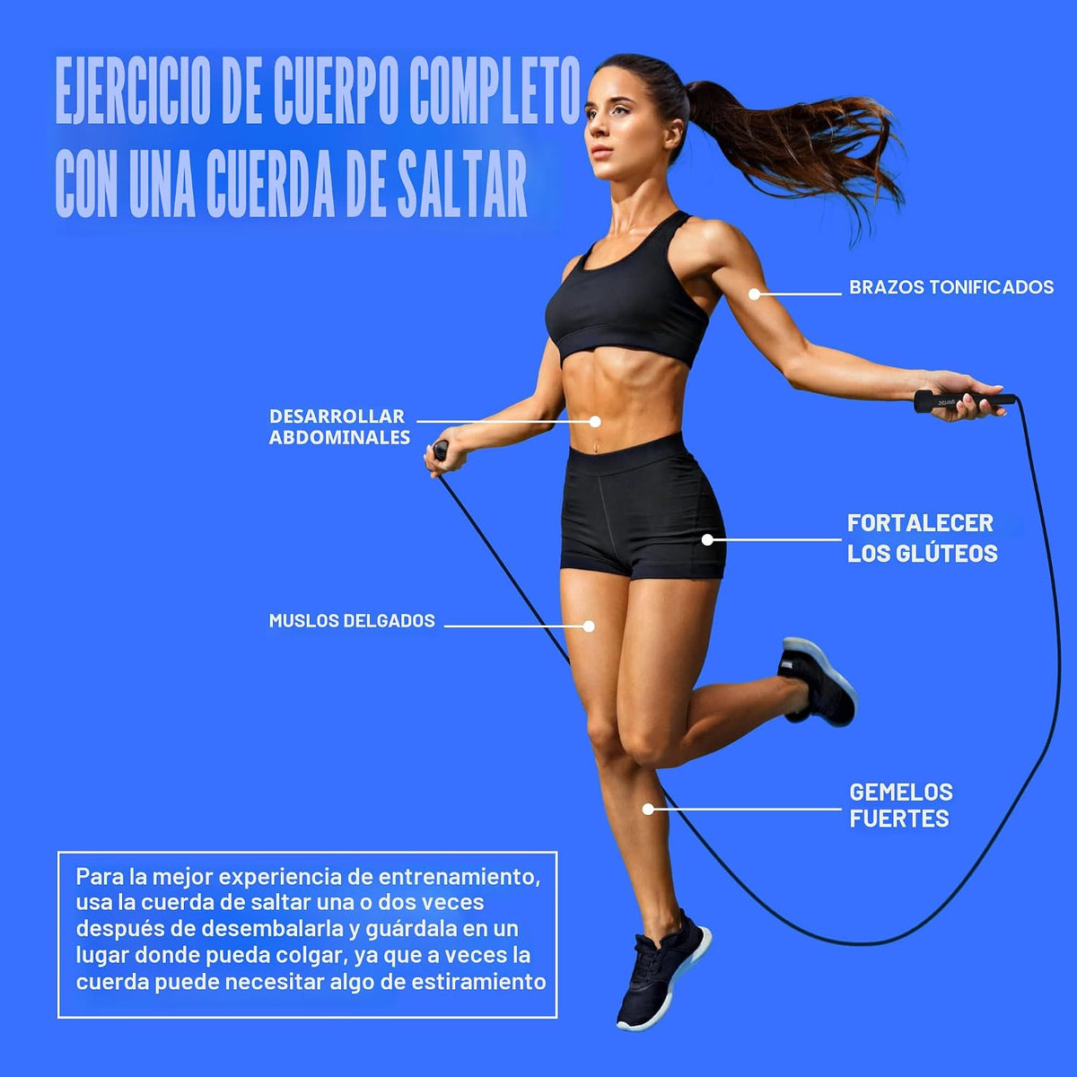 Cuerda de saltar ajustable para fitness y ejercicio - Cuerda de sal...