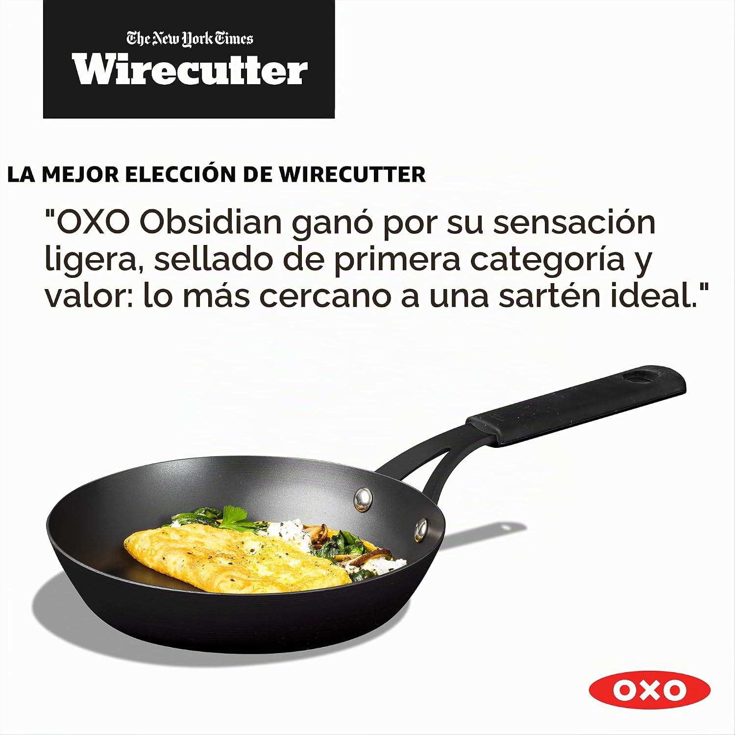 OXO Sartén de acero al carbono pre-sazonado obsidiana, sartén de 8...