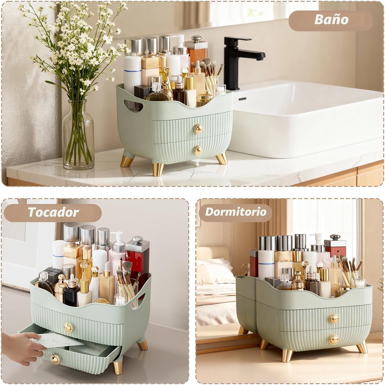 Organizador de maquillaje para encimera, organizador de cuidado de...