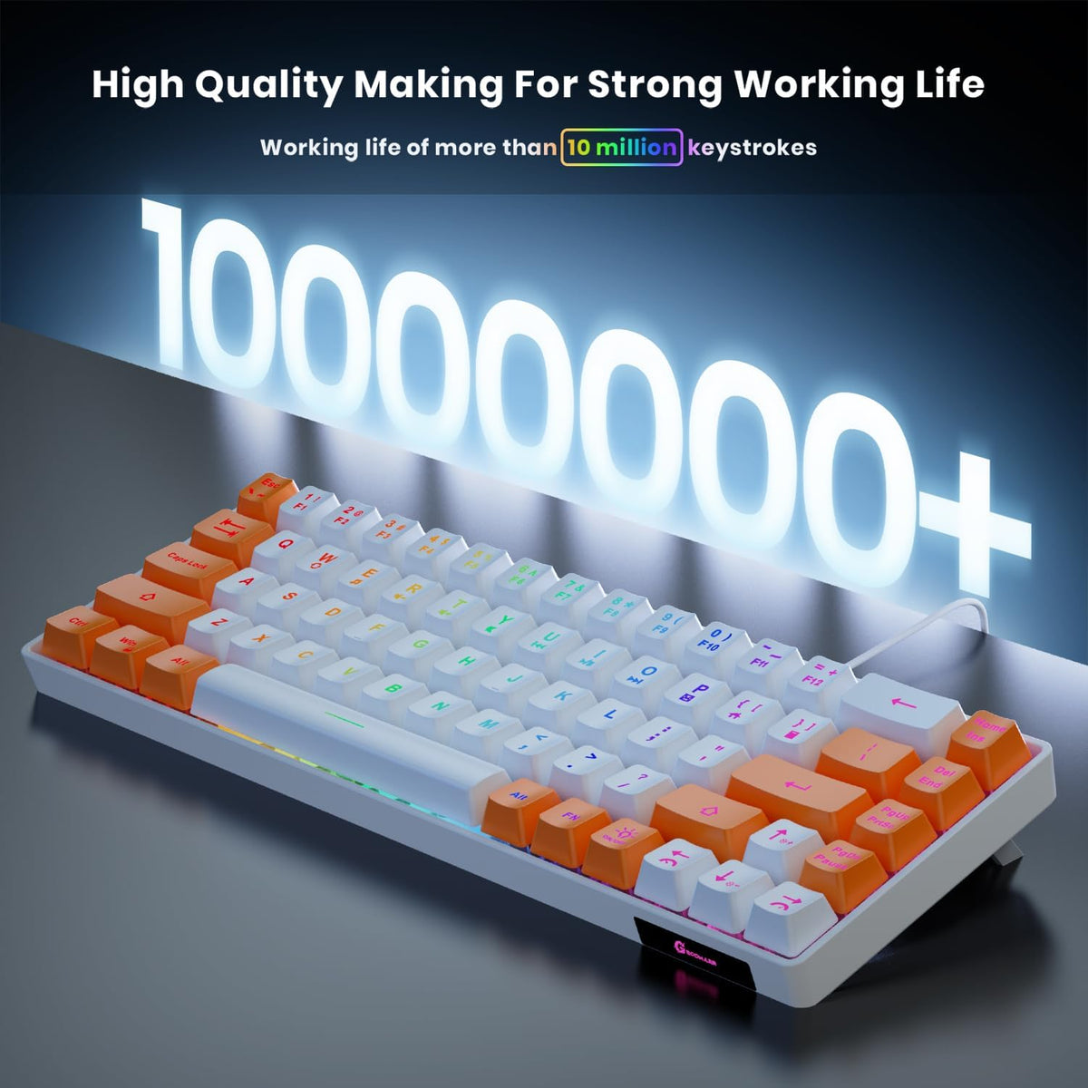 GEODMAER Teclado para juegos 65%, mini teclado con cable retroilumi...