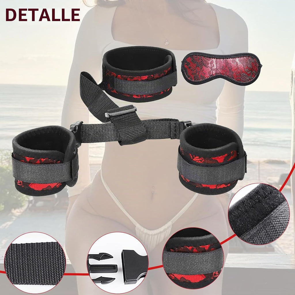 BDSM - Juego de sujetadores de cuello a muñeca, esposas detrás de l...