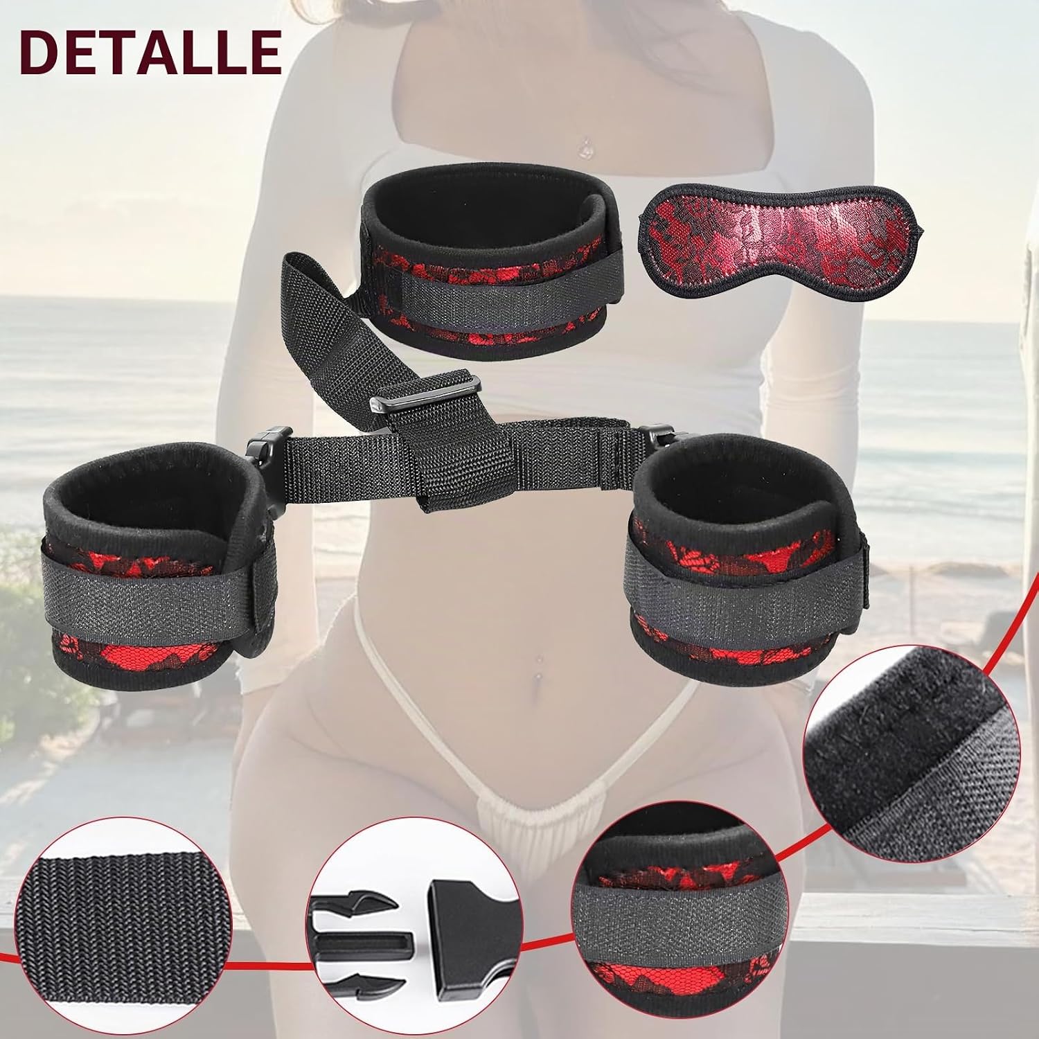 BDSM - Juego de sujetadores de cuello a muñeca, esposas detrás de l...