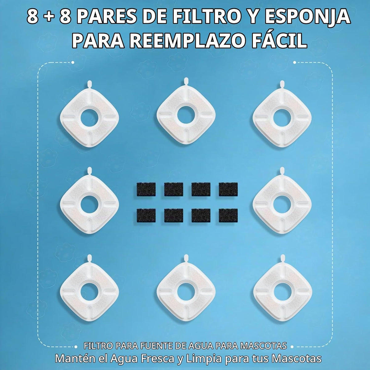 16 filtros de fuente de agua para gatos Veken de 95 onzas\/2.8 L, 6...