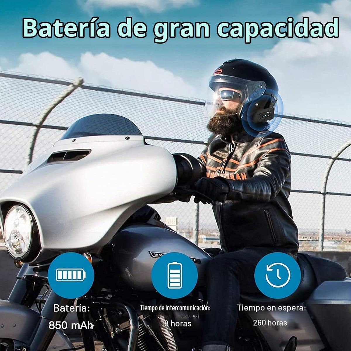 EJEAS V6 Intercomunicador Bluetooth para casco de motocicleta, Blue...
