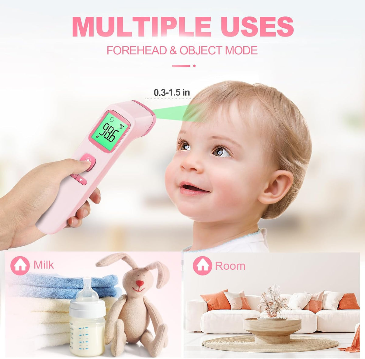 Termómetro sin contacto para adultos, niños y bebés, precisión rápi...