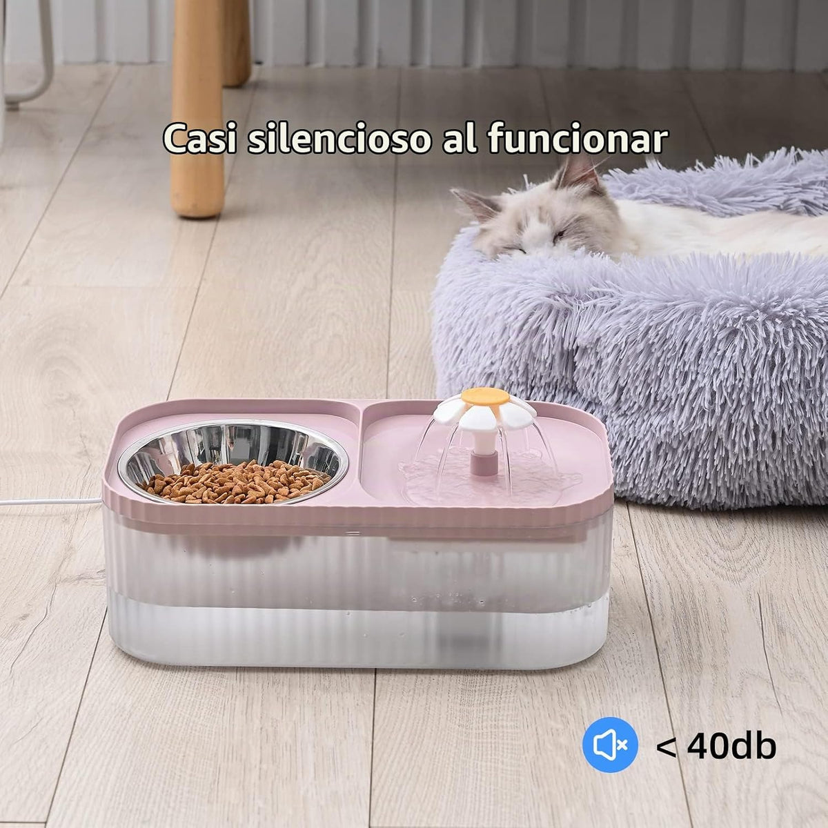 JEERAMIA Fuente de agua para gatos y cuenco de alimentos, dispensad...