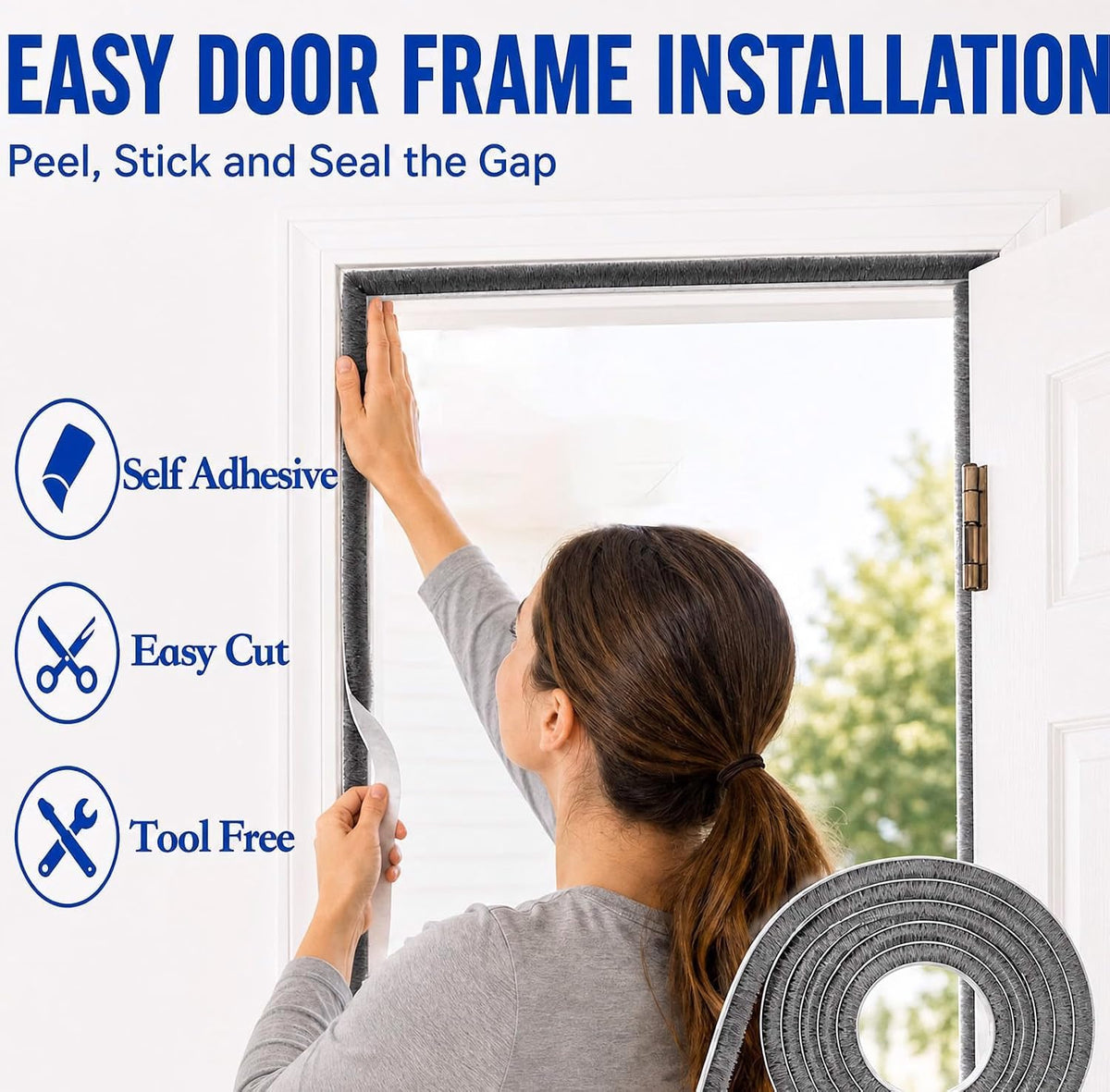 ZOMPAGO Burlete para puertas\/ventanas, cinta de sellado de pila |...