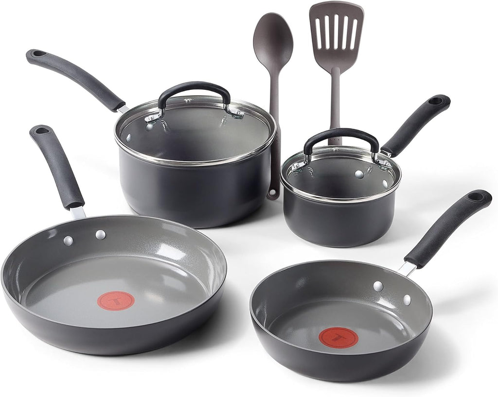 T-fal Juego de utensilios de cocina antiadherentes de cerámica, 8 p...