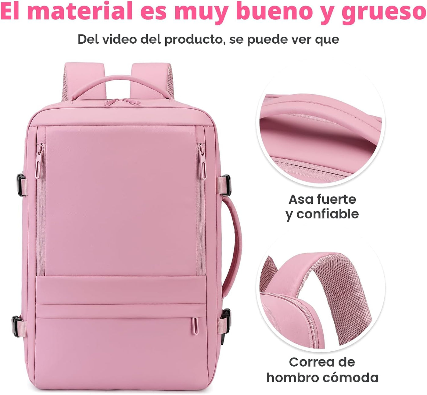 Rcrirth - Mochila de viaje para mujer, color rosa | Bolsa de mano e...