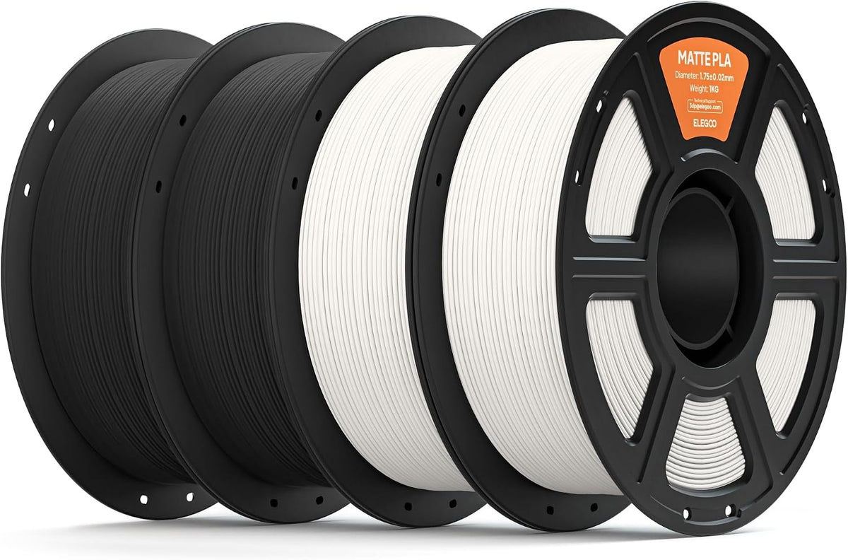 ELEGOO Filamento de impresora 3D PLA mate de 0.07 in, negro\/blanco...