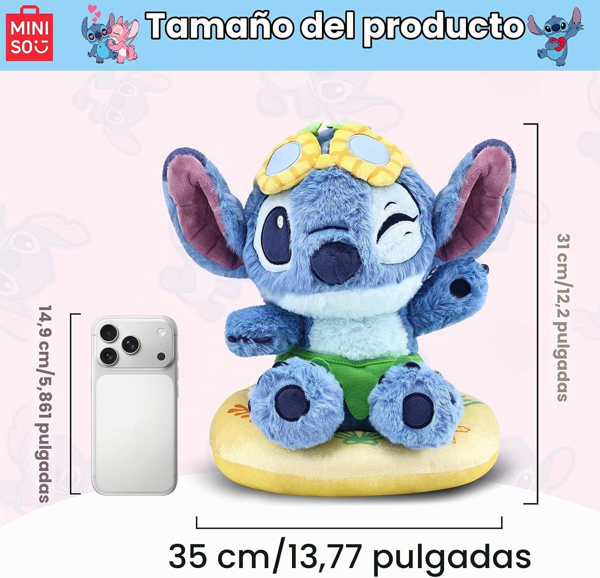 MINISO Disney Lilo &amp; Stitch - Juguete de peluche de 14 pulgadas...