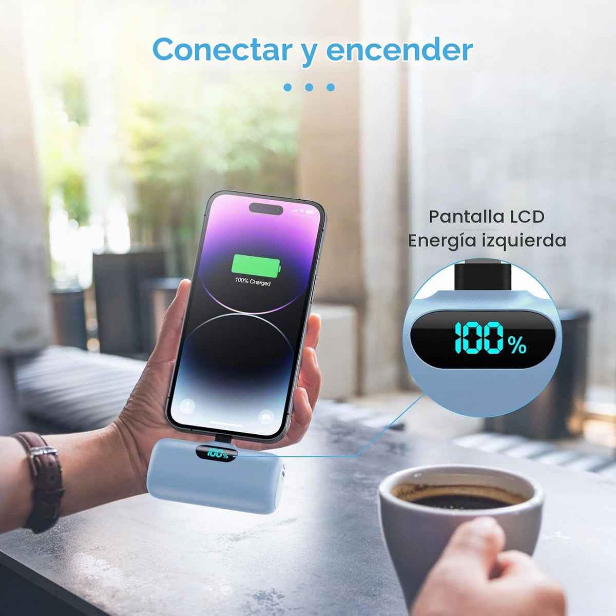 Mini cargador portátil USB C, batería mejorada de carga rápida PD d...
