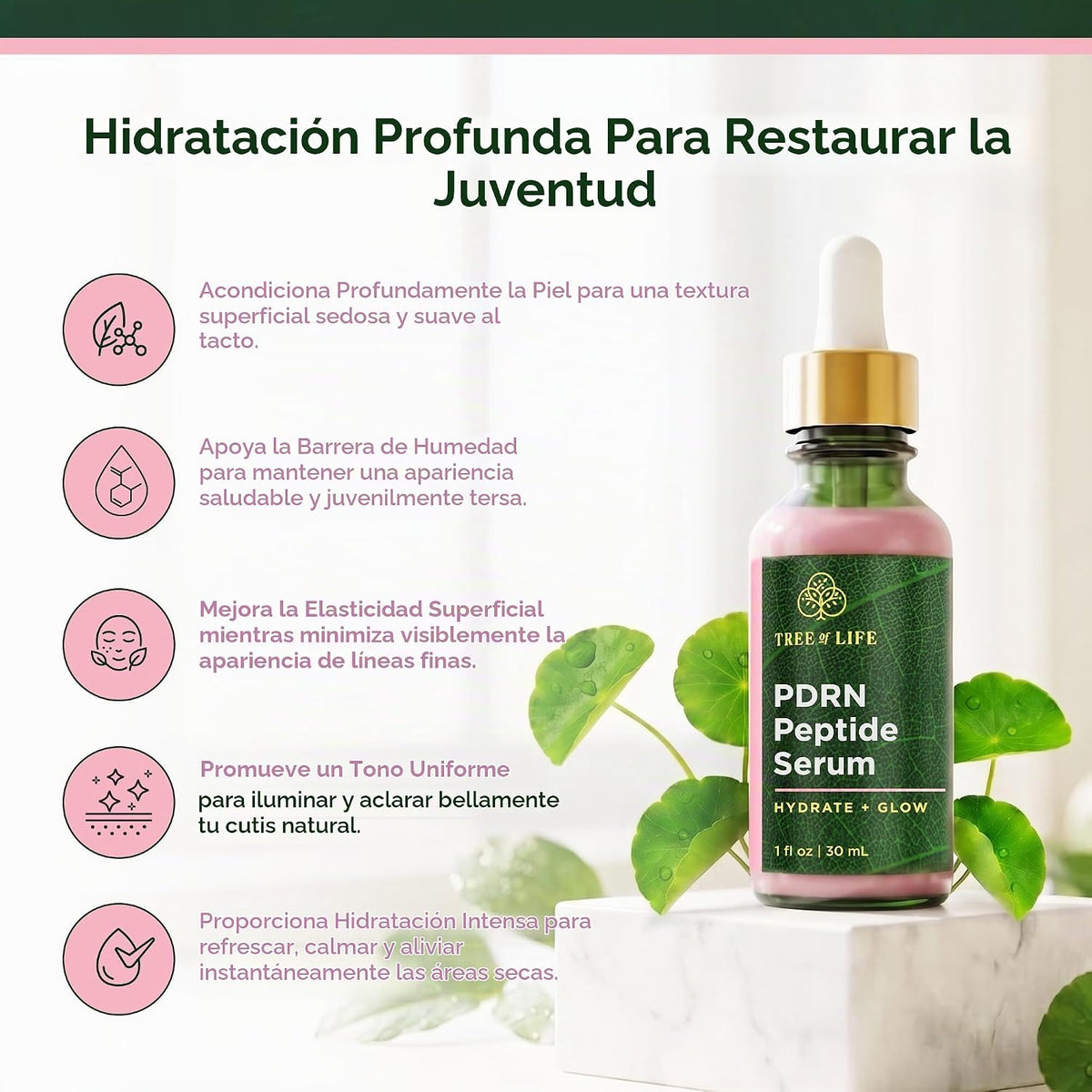 Tree of Life Suero PDRN para la cara con ADN de salmón y CICA, 1 fl...