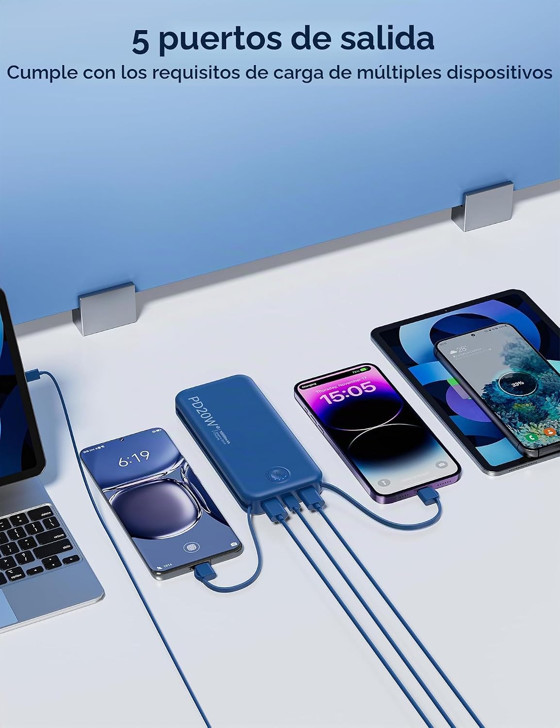 Nusyddy Cargador portátil 10000mAh de carga rápida w\/incorporado e...