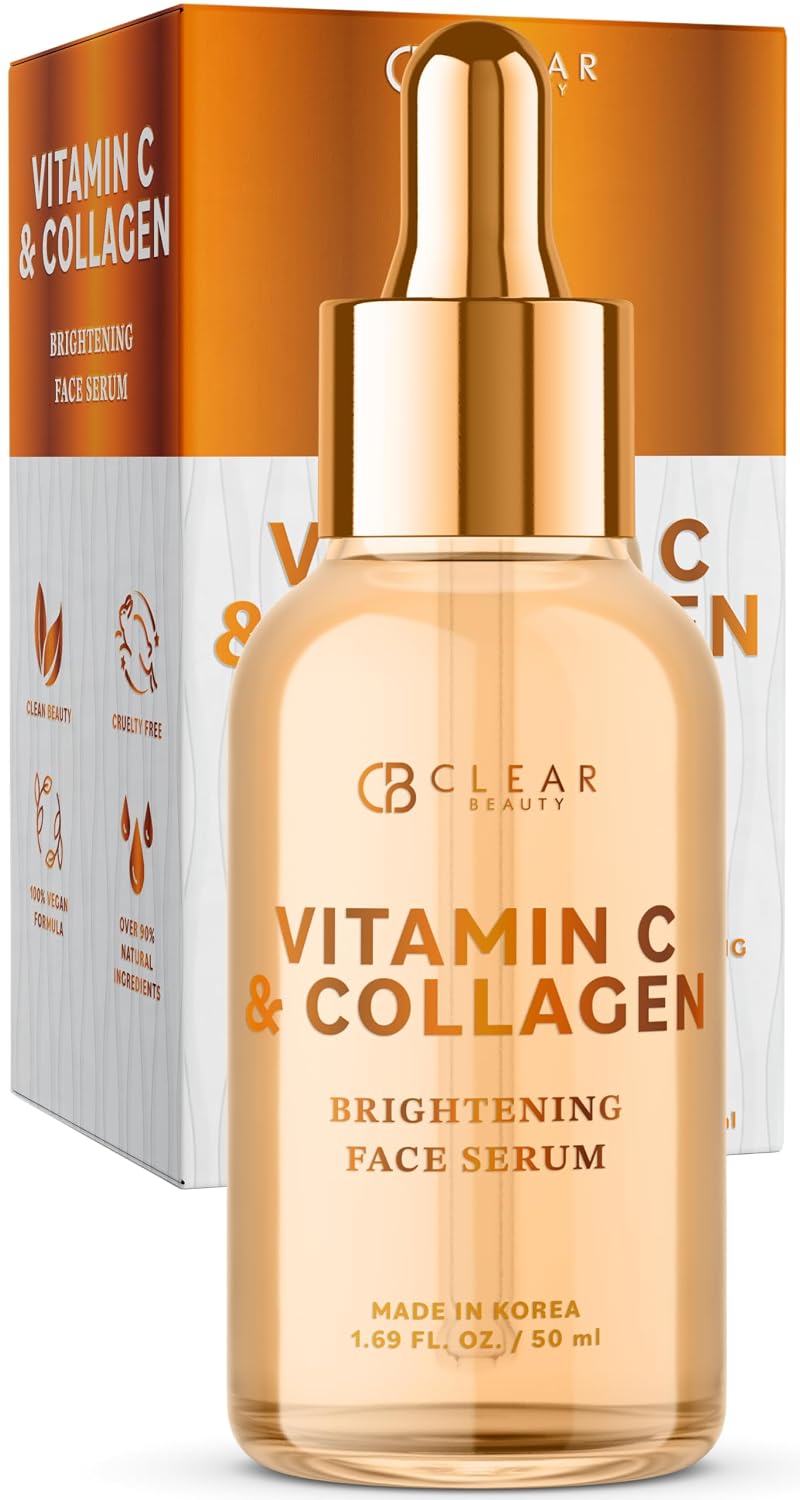 Clear Beauty Suero de vitamina C para la cara con colágeno, probado...