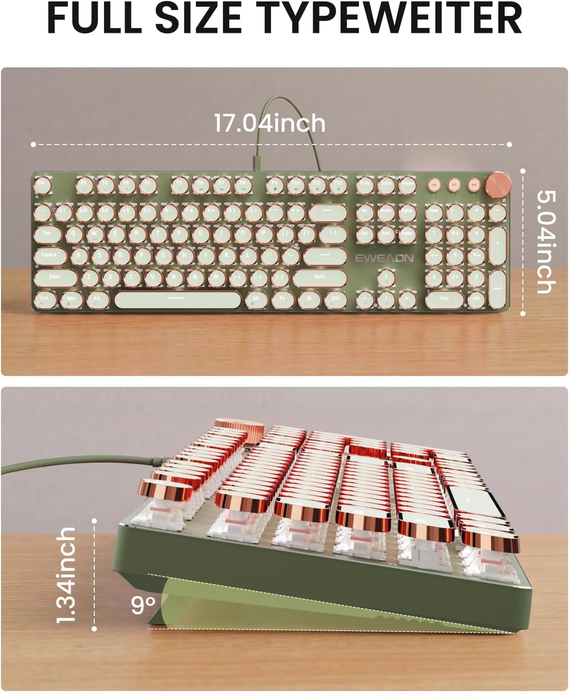 Teclado mecánico estilo máquina de escribir EWEADN, teclados de máq...