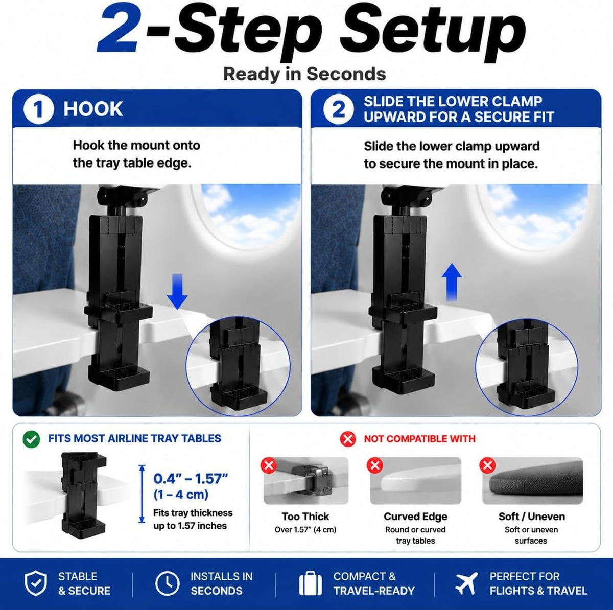 vizzicool Soporte para tablet de avión para iPad y Kindle | Soporte...