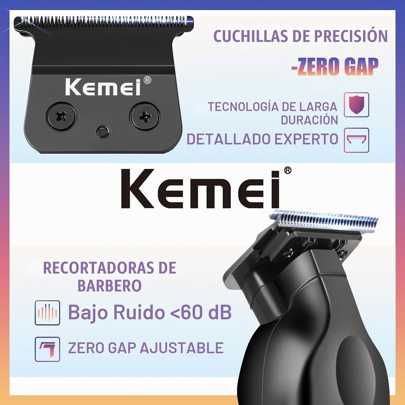 KEMEI 2299 - Cortadora de pelo inalámbrica para hombres, recortador...