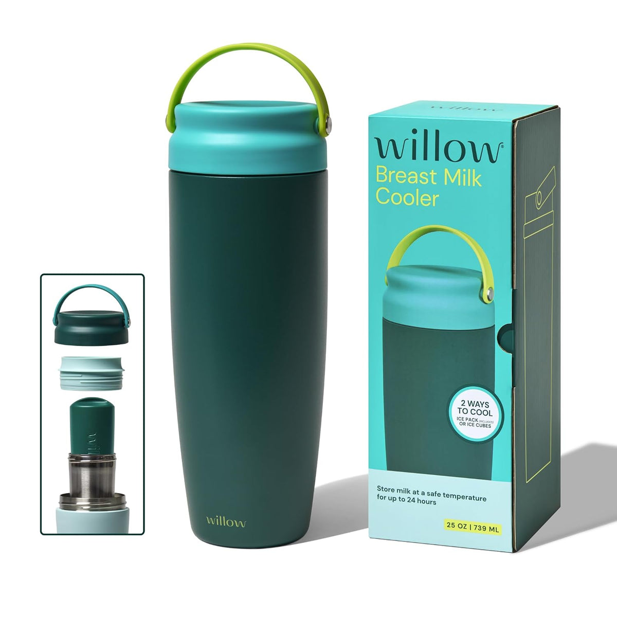 Willow Enfriador portátil de leche materna de 25 oz - Acero inoxida...