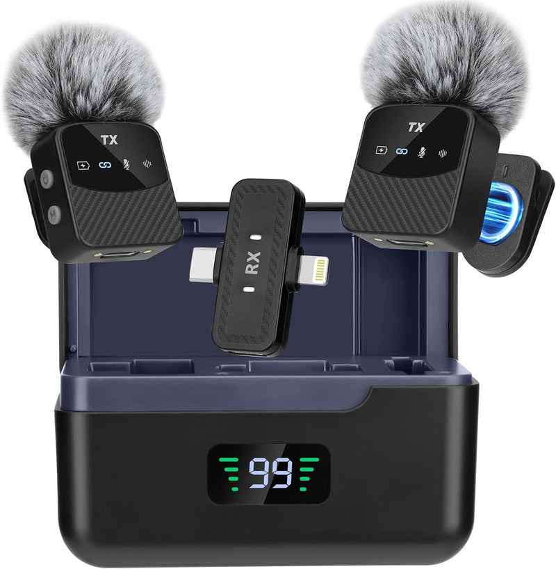YUANRAN Mini micrófono Lavalier inalámbrico para iPhone/Android/tab...
