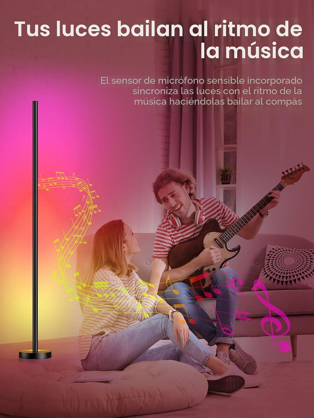 OIYN Lámpara de pie LED RGBICW inteligente - 16 millones de colores...