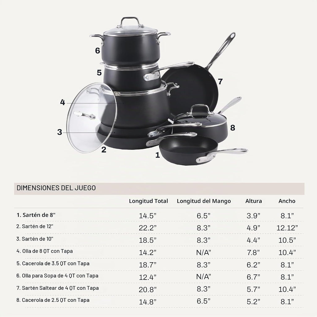 All-Clad HA1 - Juego de utensilios de cocina anodizados duros antia...