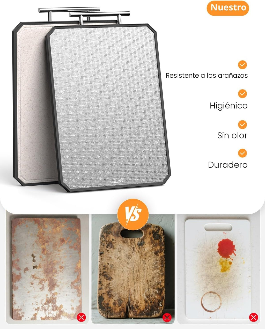 Callsky Tabla de cortar para cocina, tabla de cortar de titanio no...