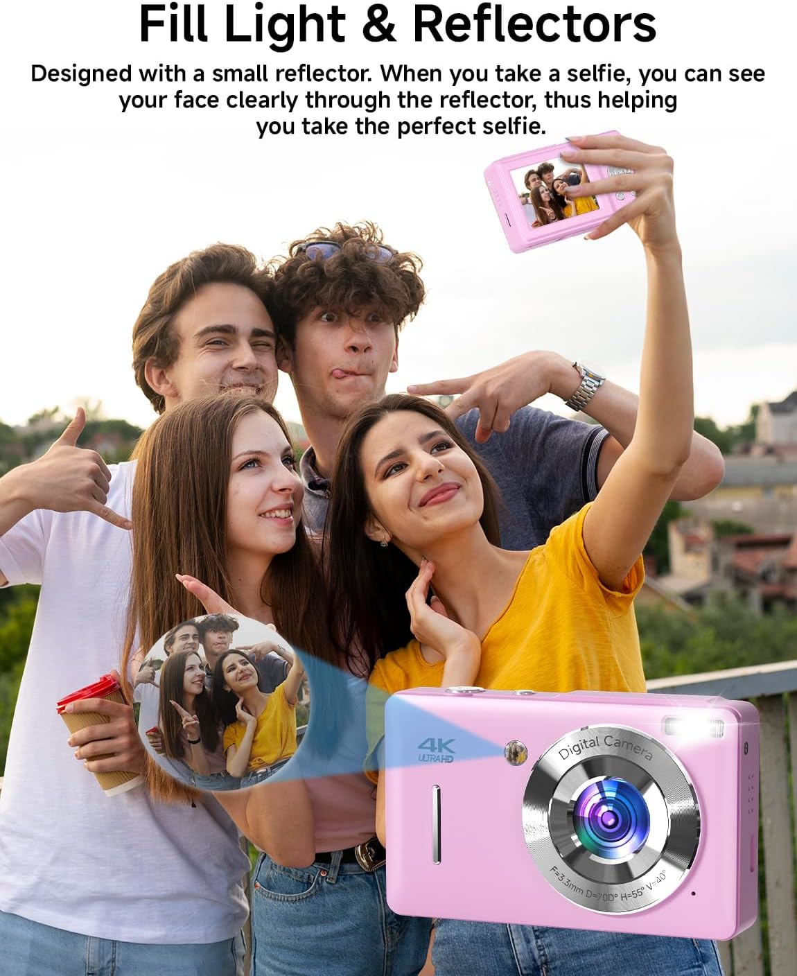Cámara digital, FHD 1080P 44MP - Cámara digital para apuntar y disp...