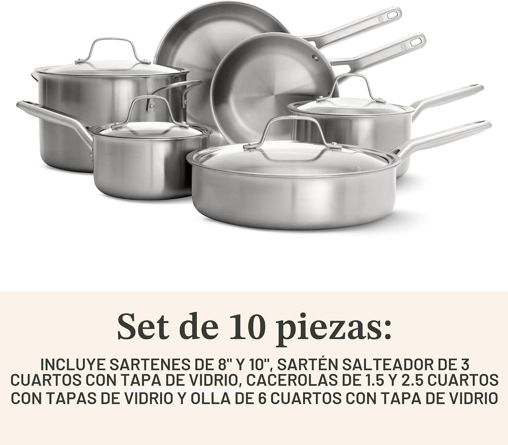 Calphalon - Juego de utensilios de cocina de acero inoxidable cepil...