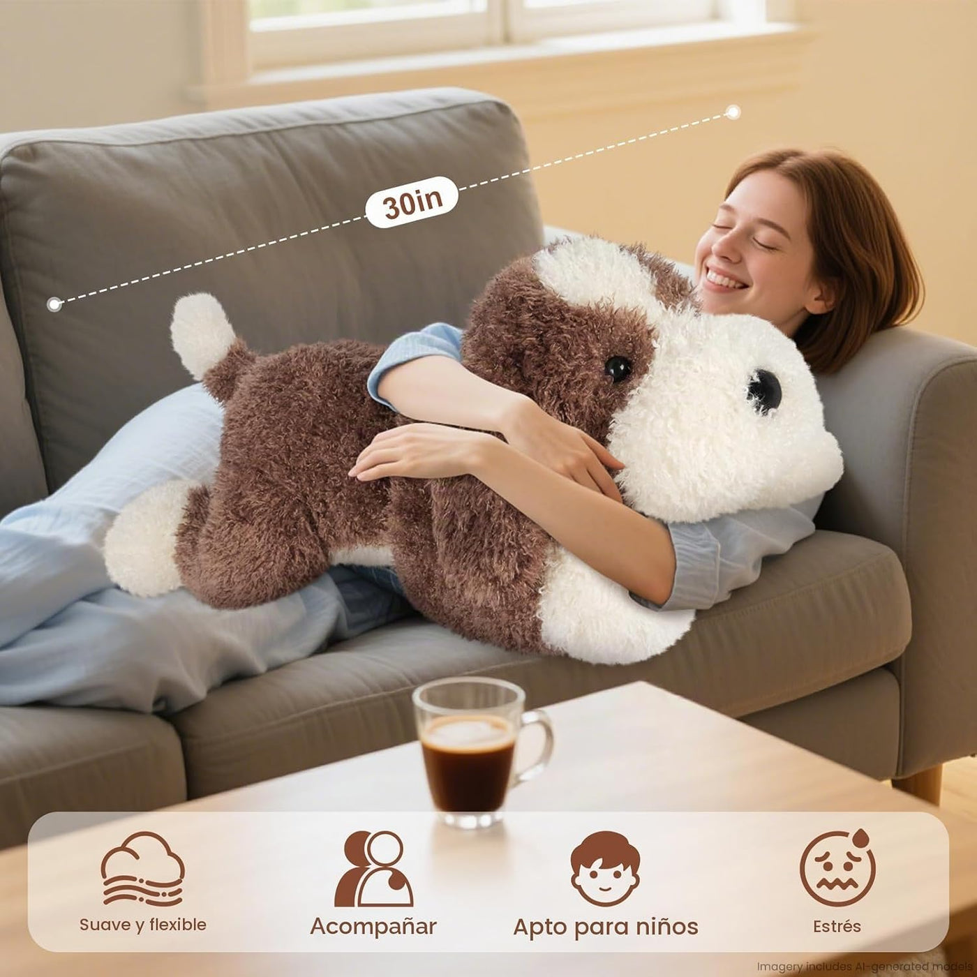 SuzziPals Perro Gigante de Peluche Marrón de 76 cm, Animal de Peluc...