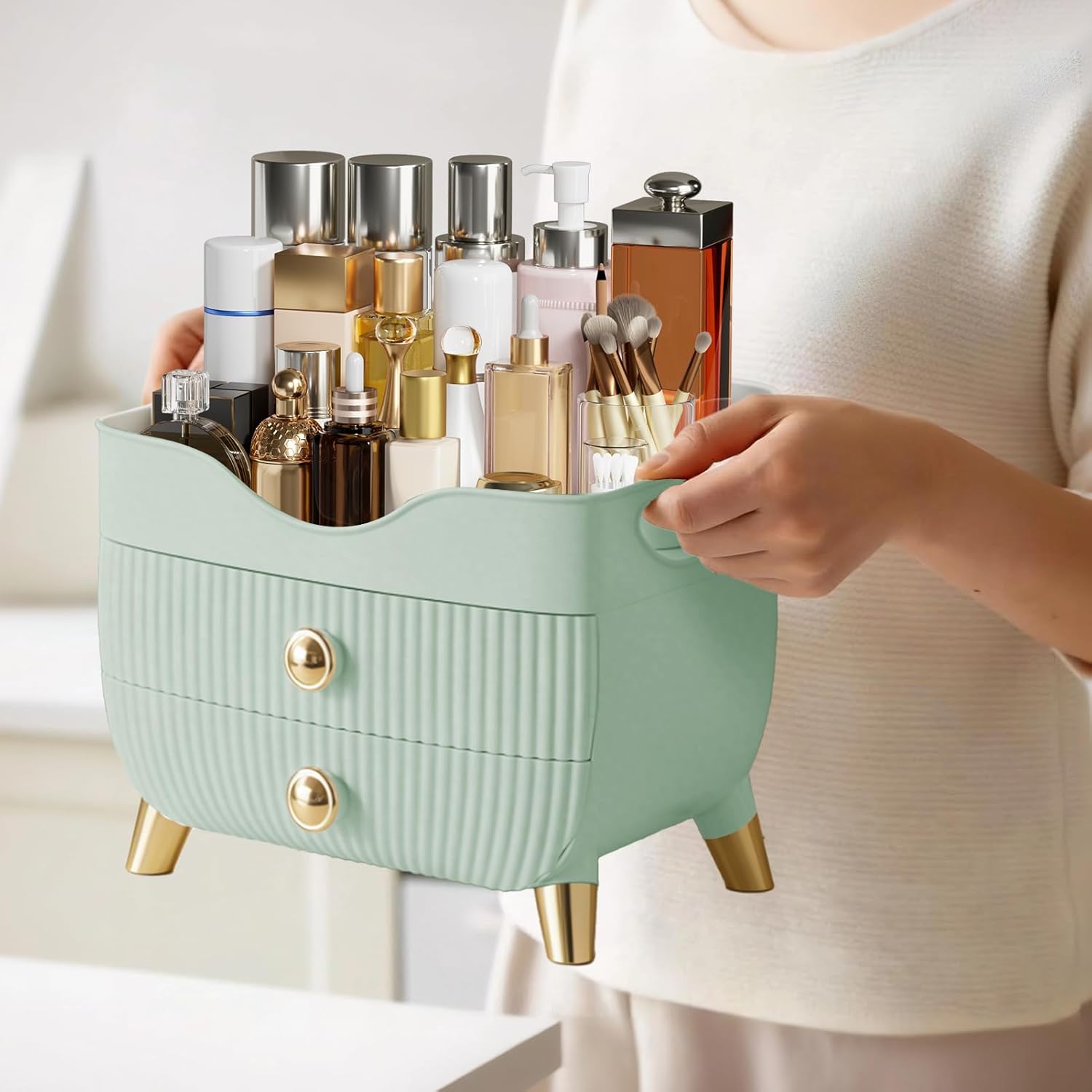 Organizador de maquillaje para encimera, organizador de cuidado de...