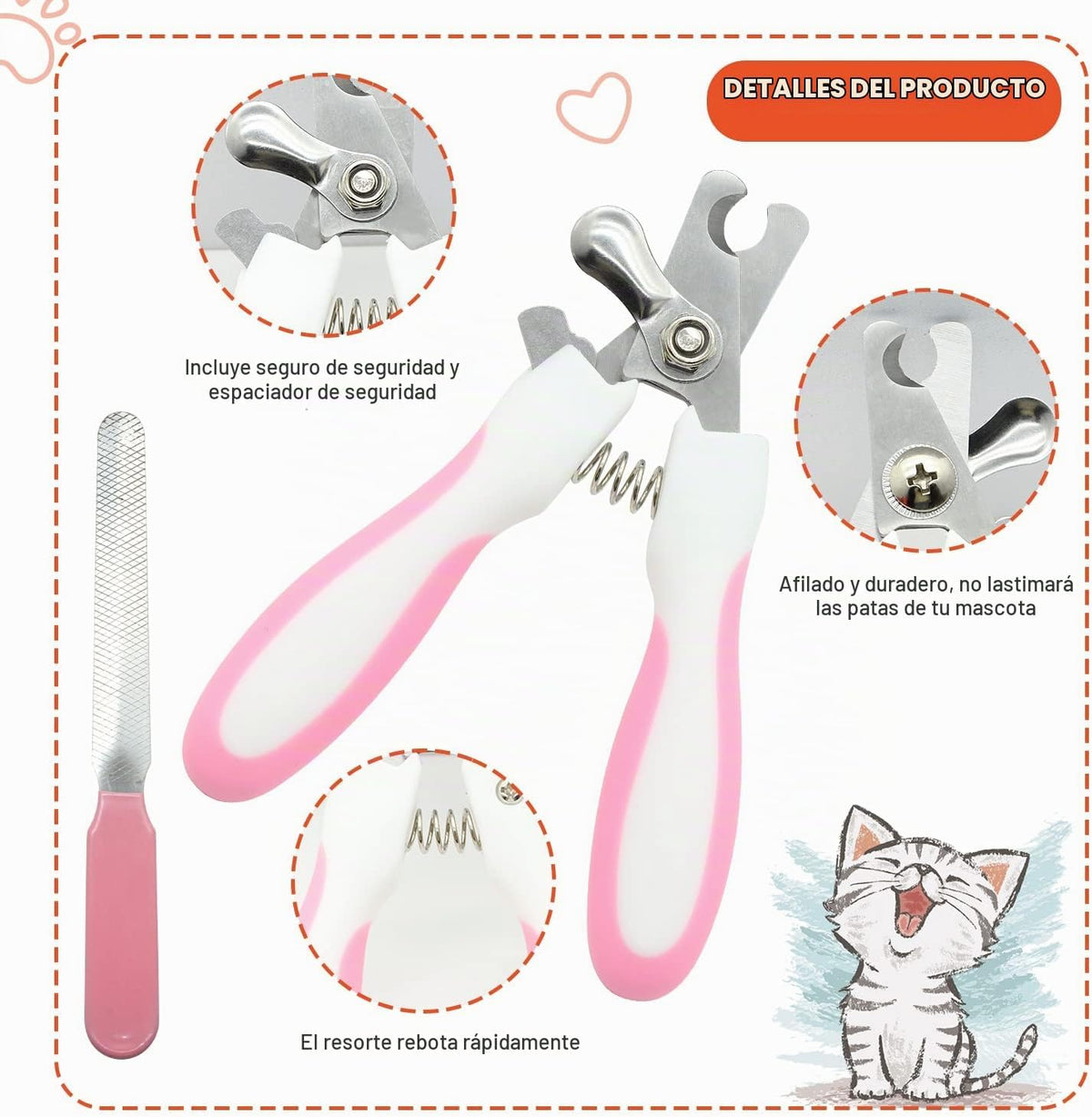Crafterlife Kit de aseo para gatos con cepillo deslizante para quit...