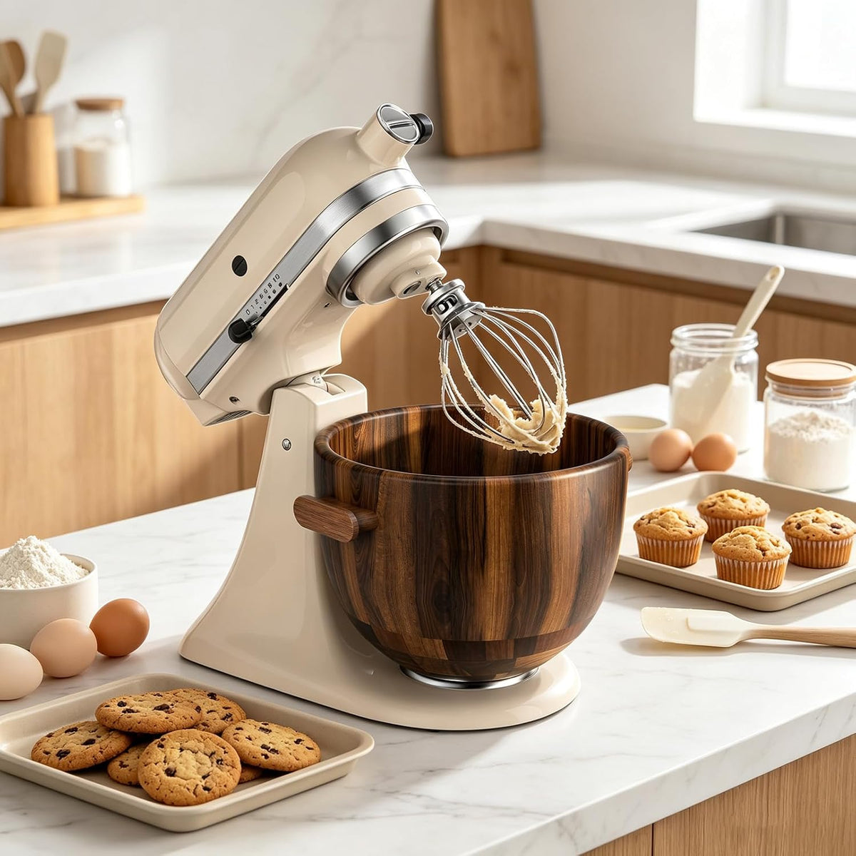 Tazón de madera con mango, para mezclador KitchenAid de 4.5-5 cuart...