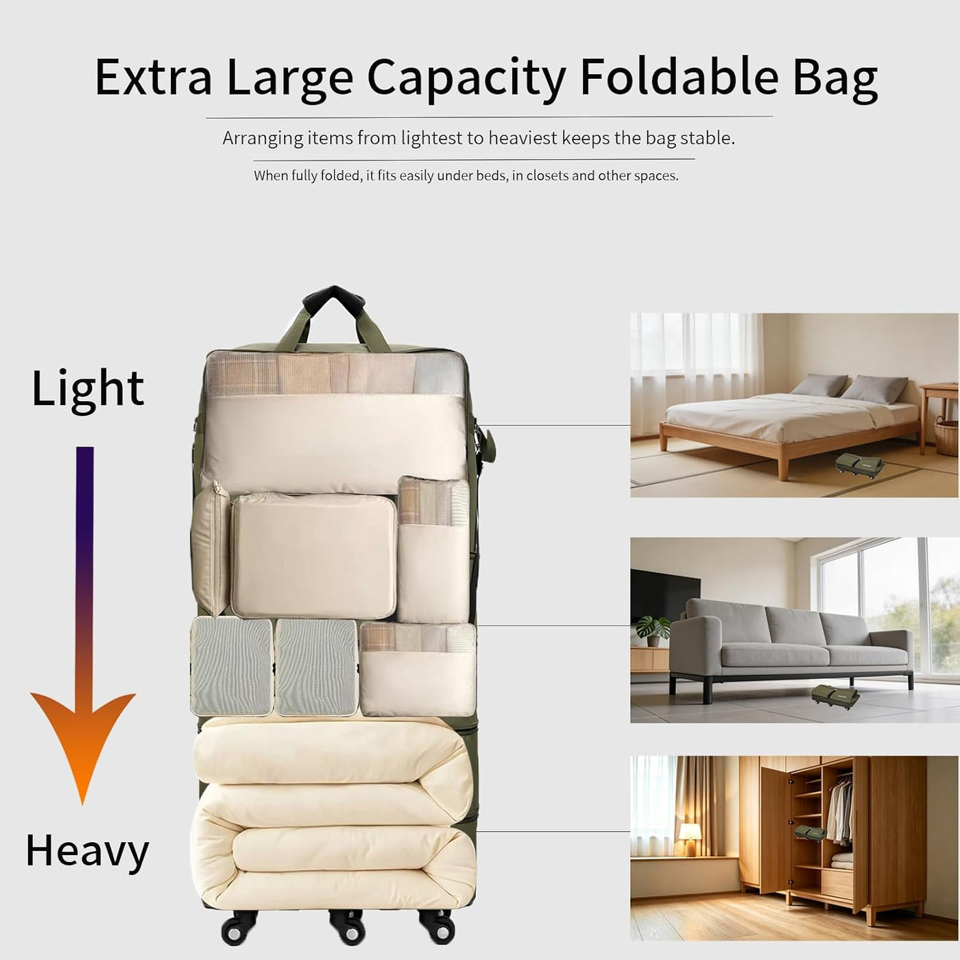 Gloyuda Maletas extra grandes de 43.8 pulgadas con ruedas, bolsa de...