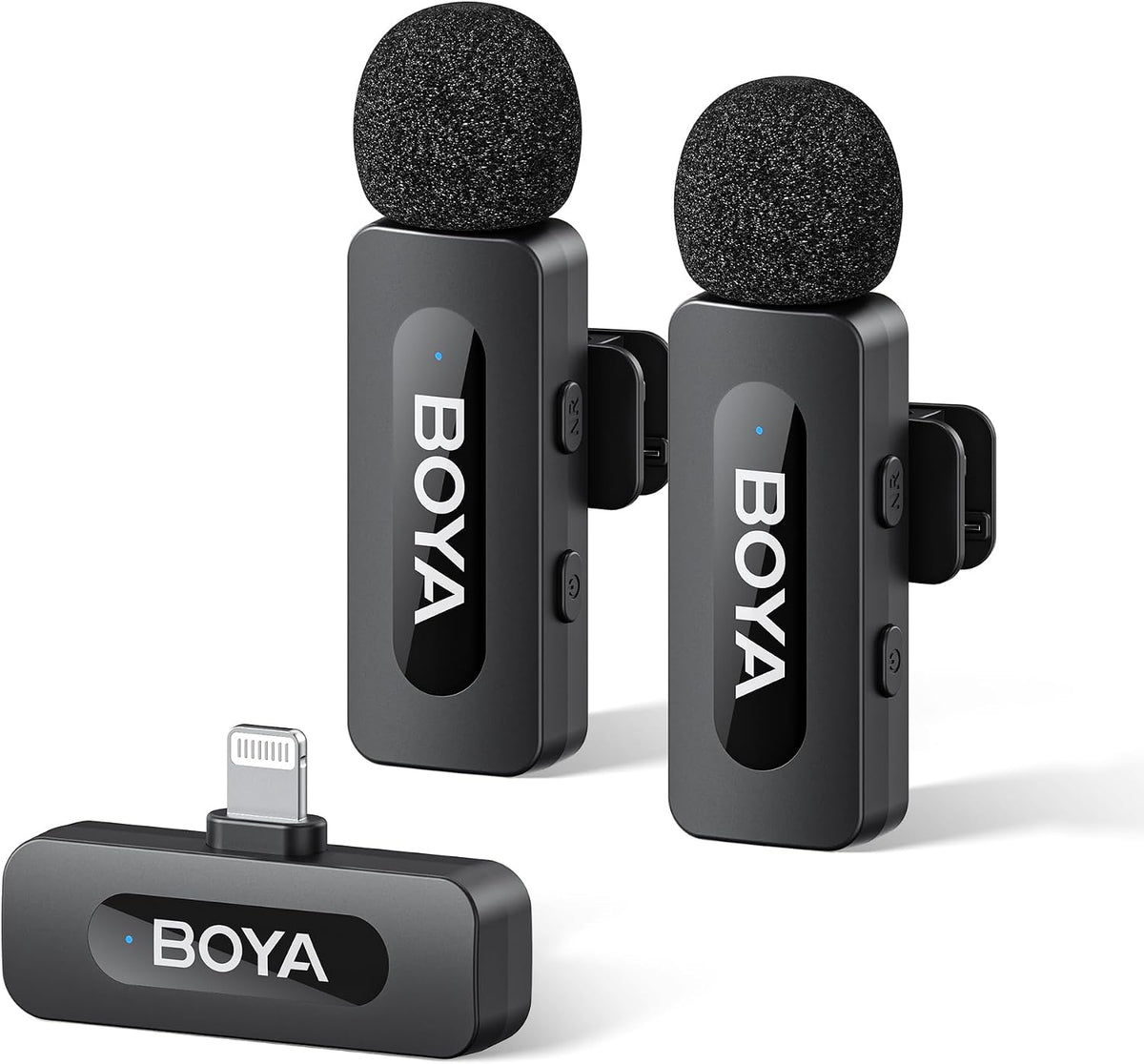 BOYA V2 - Micrófonos inalámbricos para iPhone con puerto Lightning...
