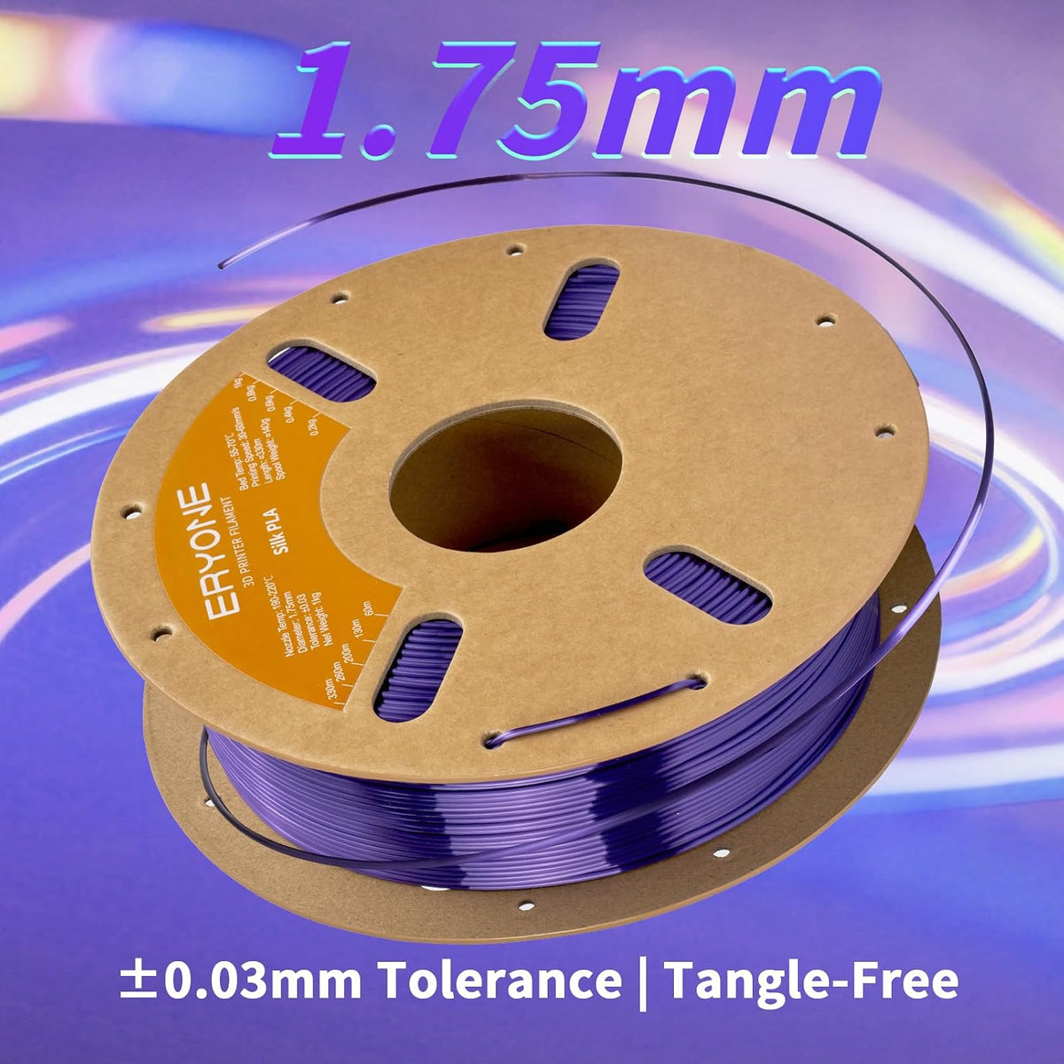 ERYONE Filamento PLA de seda para impresora 3D de 0.069 in +\/- 0.0...
